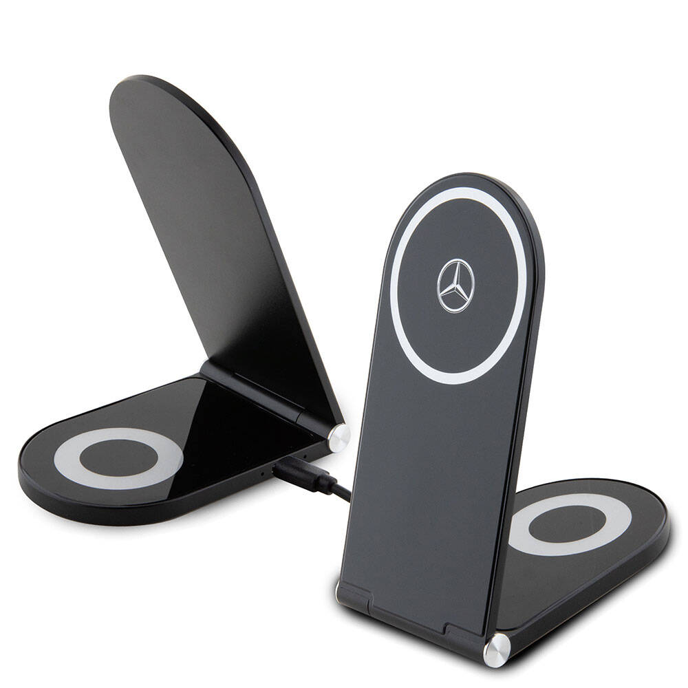 Mercedes Benz Original Licensed Foldable Magnetic Wireless Charging Stand with Star Logo, Black