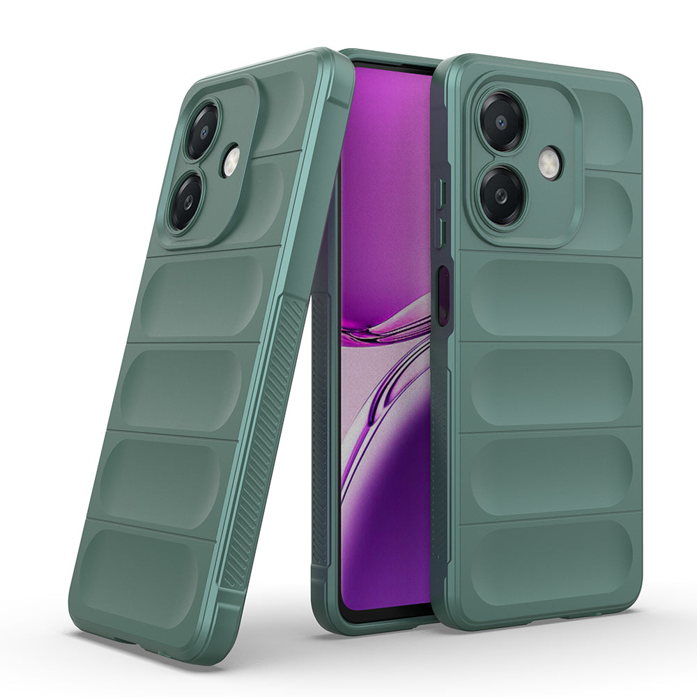 Oppo A3 Kılıf Esnek TPU Oyuklu Arka Yüzey Tasarımlı Zore Etnik Silikon Kapak Koyu Yeşil