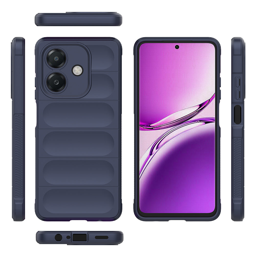 Oppo A3 Kılıf Esnek TPU Oyuklu Arka Yüzey Tasarımlı Zore Etnik Silikon Kapak Lacivert