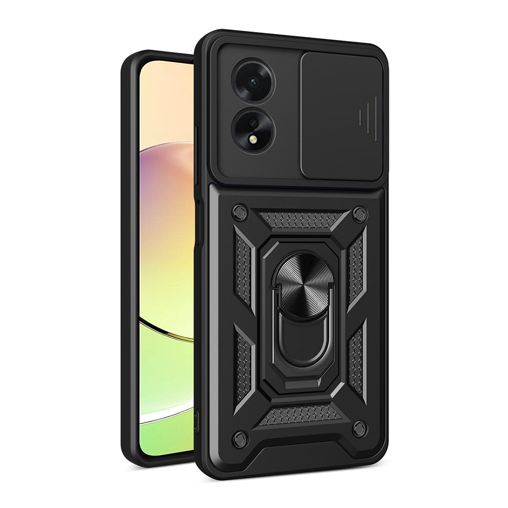 Oppo A38 Case Magnetic Stand Camera Protection Zore Sliding Vega Cover Black