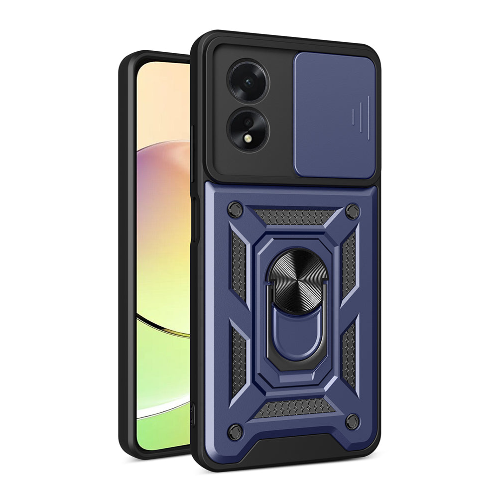 Oppo A38 Case Magnetic Stand Camera Protection Zore Sliding Vega Cover Blue