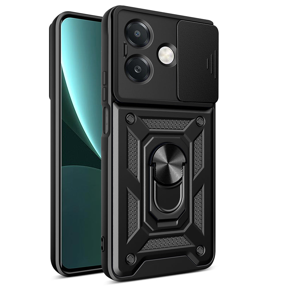 Oppo A3x 4G Case Magnetic Stand Camera Protection Zore Sliding Vega Cover Black