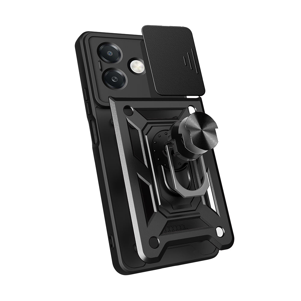 Oppo A3x Case Magnetic Stand Camera Protection Zore Sliding Vega Cover Black