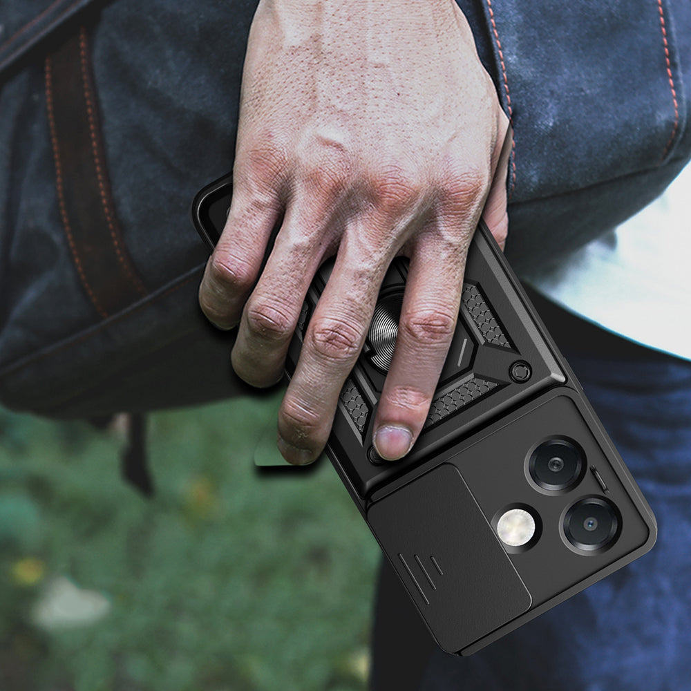 Oppo A3x Case Magnetic Stand Camera Protection Zore Sliding Vega Cover Blue