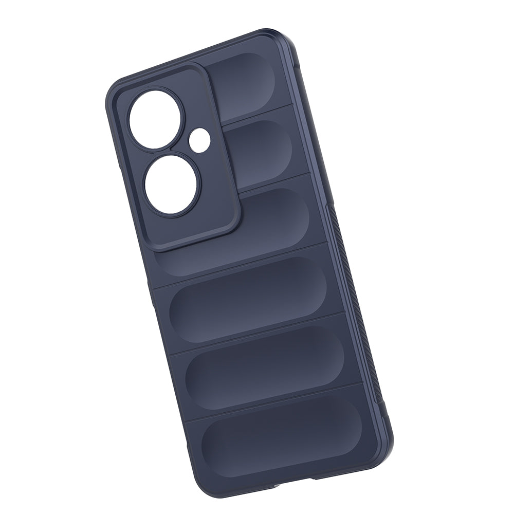Oppo Reno 11F 5G Case Flexible TPU Hollow Back Surface Design Zore Ethnic Silicone Cover Navy Blue