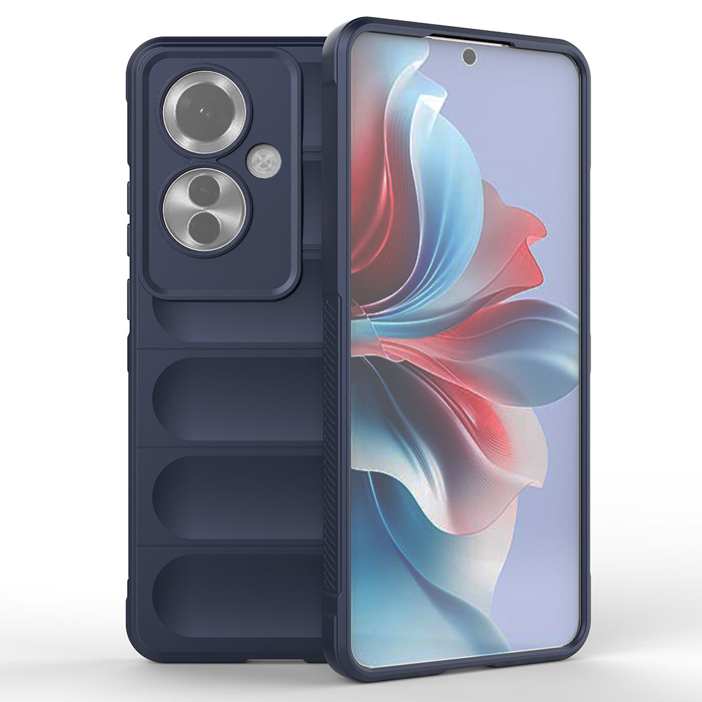 Oppo Reno 11F 5G Case Flexible TPU Hollow Back Surface Design Zore Ethnic Silicone Cover Navy Blue