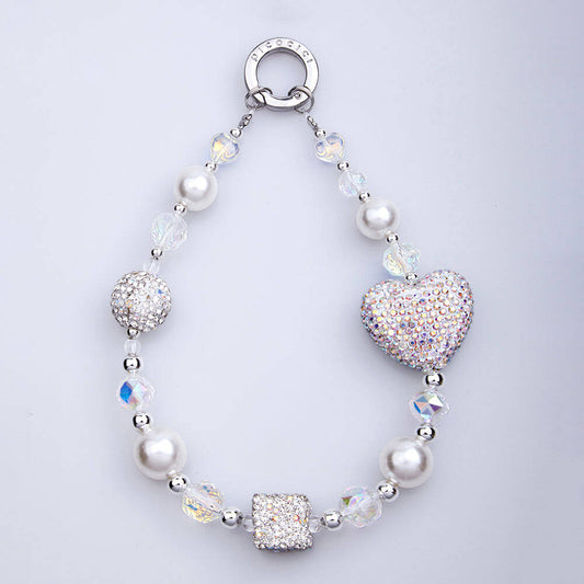 Picocici Shining Stone Design 30mm Dot Drill Heart Phone Wrist Strap Colorful