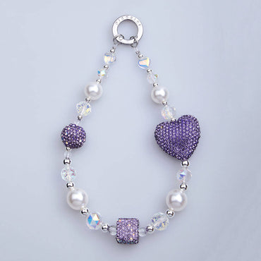 Picocici Shining Stone Design 30mm Dot Drill Heart Phone Wrist Strap Colorful