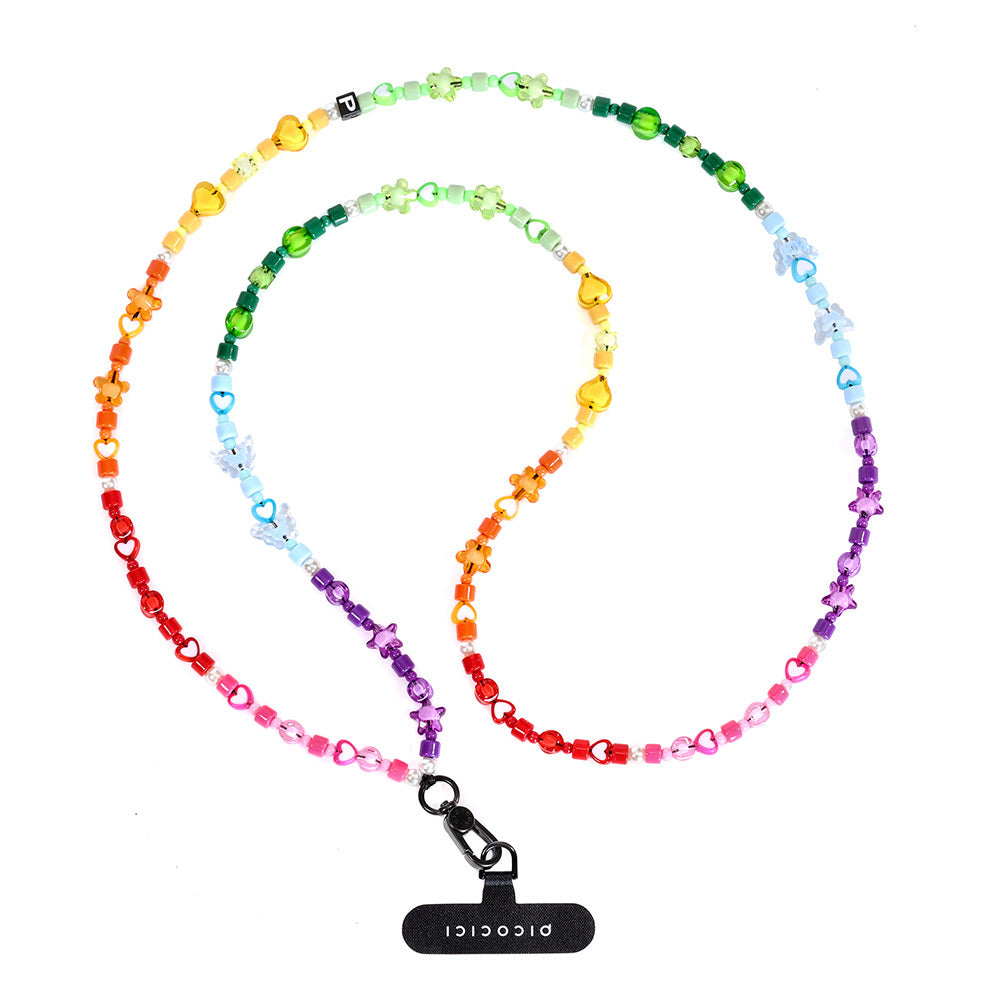 Picocici Colorful Stone Design Rainbow Star Phone Lanyard Colorful