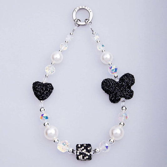 Picocici Black Stone Design 3D Butterfly Phone Wrist Strap Black