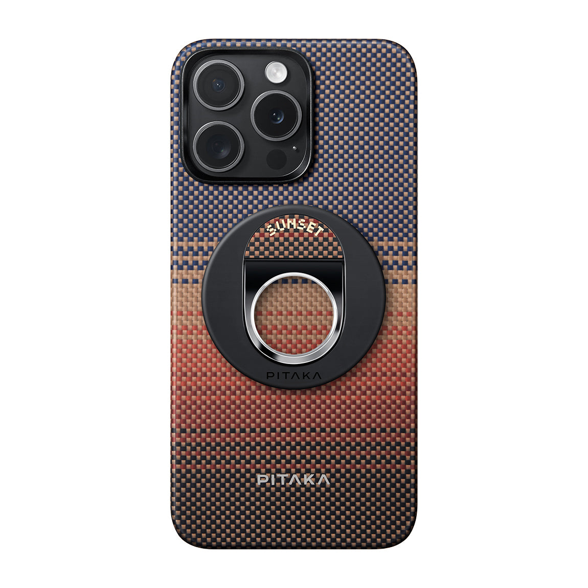 Pitaka Aramid Fiber Sunset Moonrise Serisi Sunset MagEZ Grip 3 Magnetik Ring Stand Telefon Tutucu Kahverengi