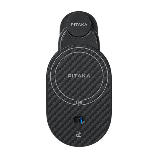 Pitaka MagEZ Pro 2 M-safe Charging Feature Qi2 Aramid Fiber Car Phone Holder Black