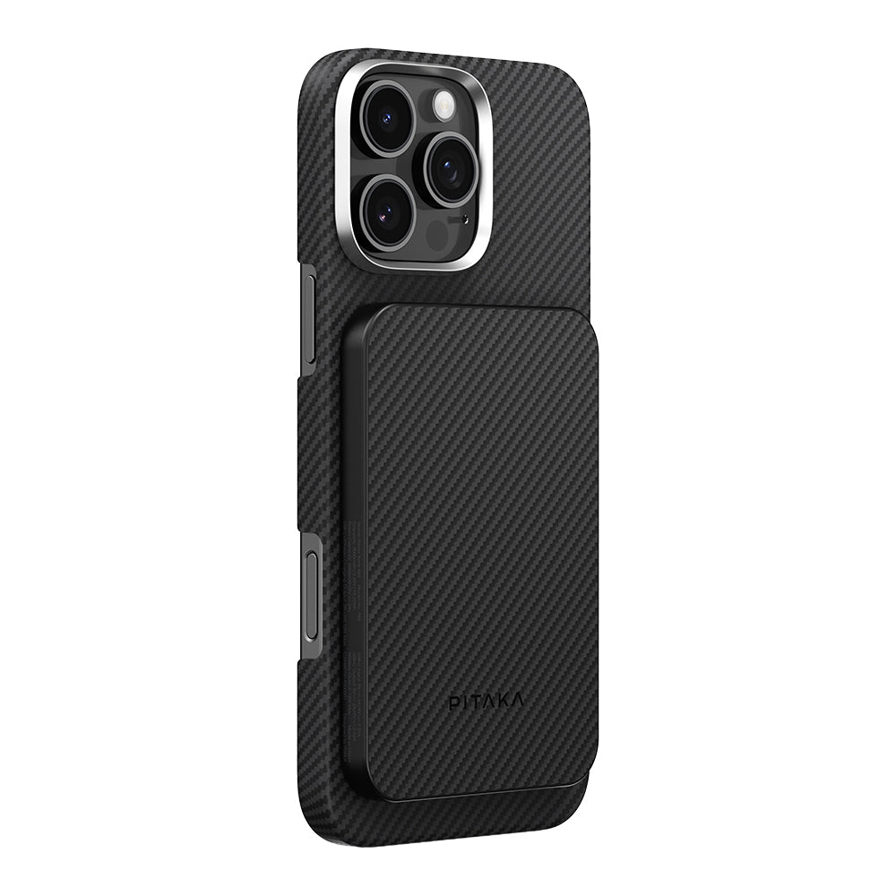 Pitaka Tactile Woven Aramid Fiber M-Safe Powerbank 15W 5000mAh Black with Qi2 Charging Technology