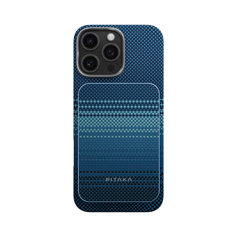 Pitaka Tactile Woven Aramid Fiber M-Safe Powerbank 15W 5000mAh Black-Green with Qi2 Charging Technology
