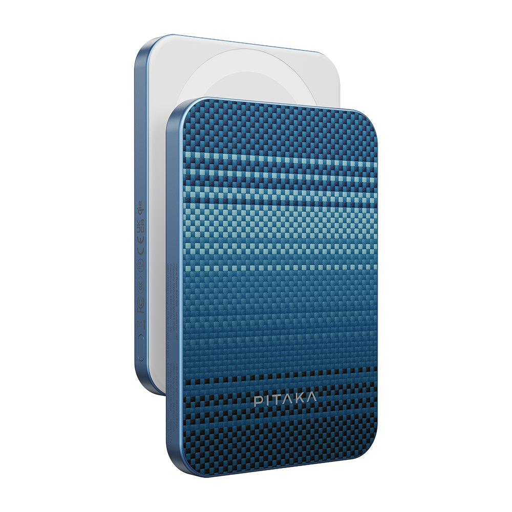Pitaka Tactile Woven Aramid Fiber M-Safe Powerbank 15W 5000mAh Brown with Qi2 Charging Technology