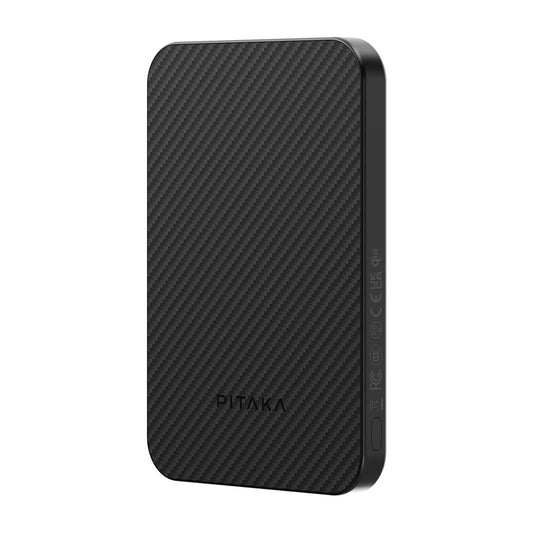Pitaka Tactile Woven Aramid Fiber M-Safe Powerbank 15W 5000mAh Black with Qi2 Charging Technology
