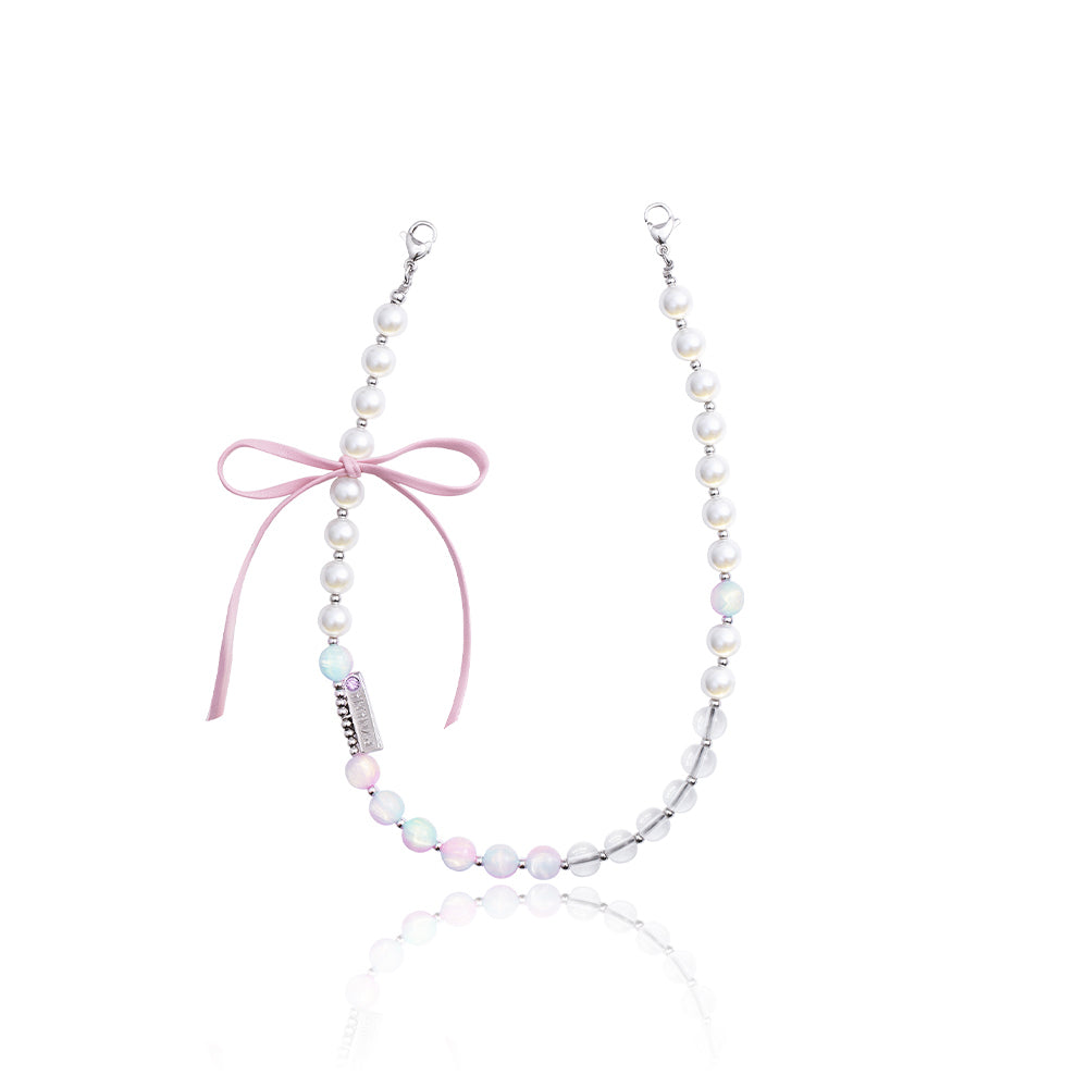 Pynana Charm Series 2 in 1 Pearl Stone Phone Lanyard Pink-Green