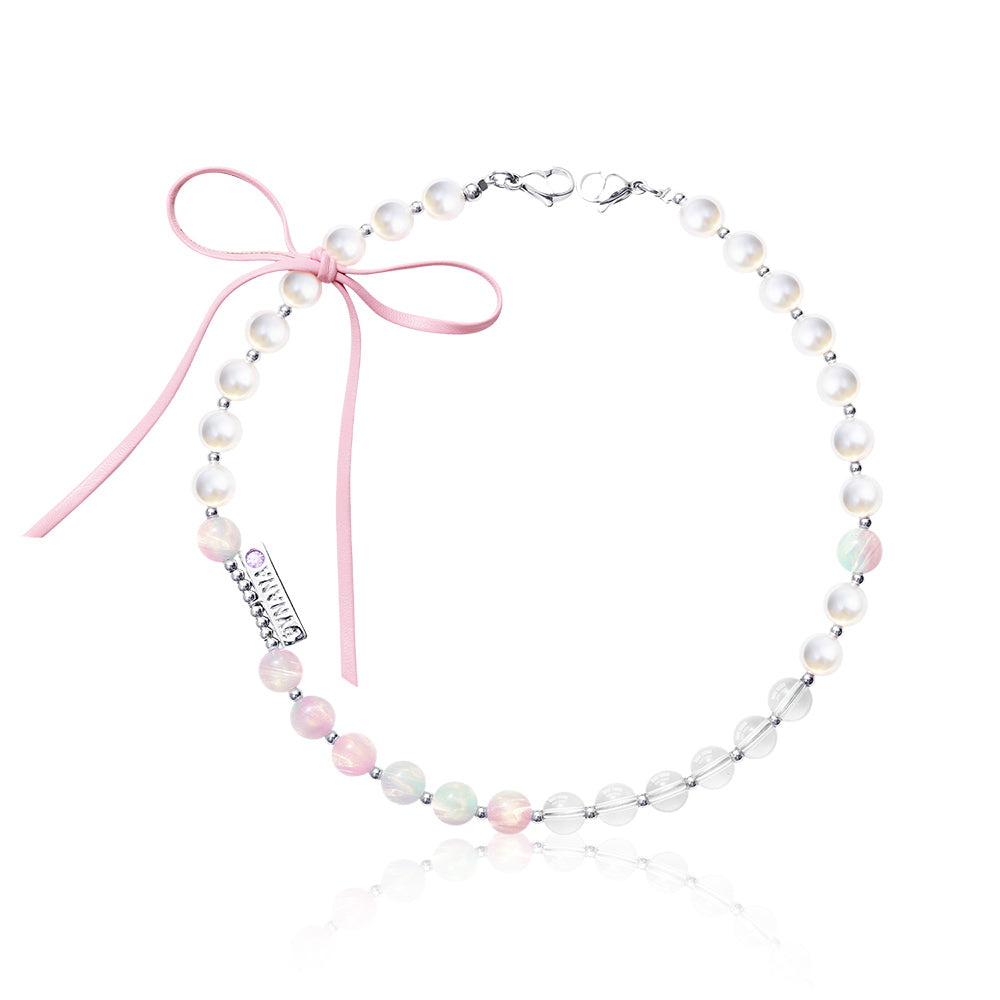 Pynana Charm Series 2 in 1 Pearl Stone Phone Lanyard Pink-Green