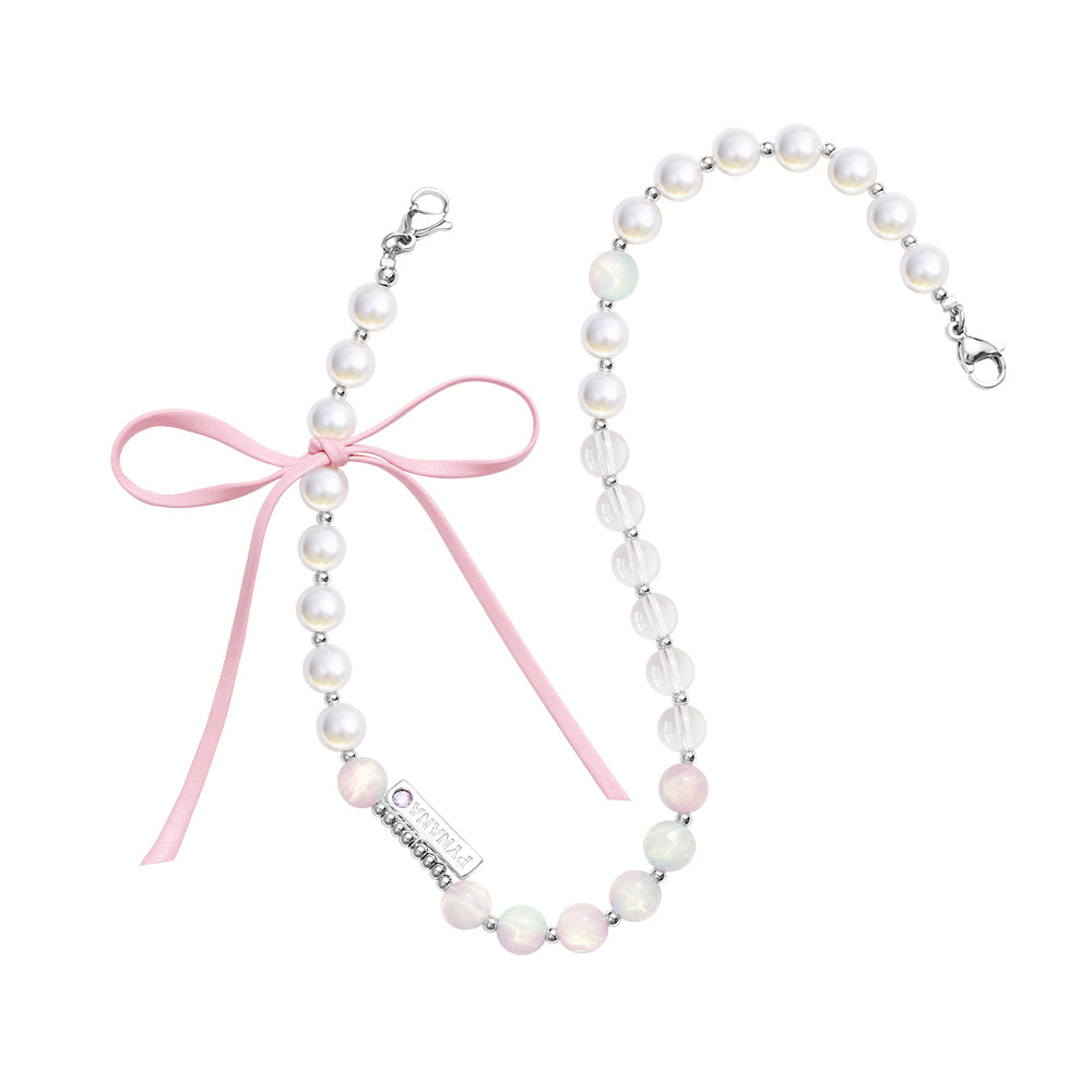Pynana Charm Series 2 in 1 Pearl Stone Phone Lanyard Pink-Green