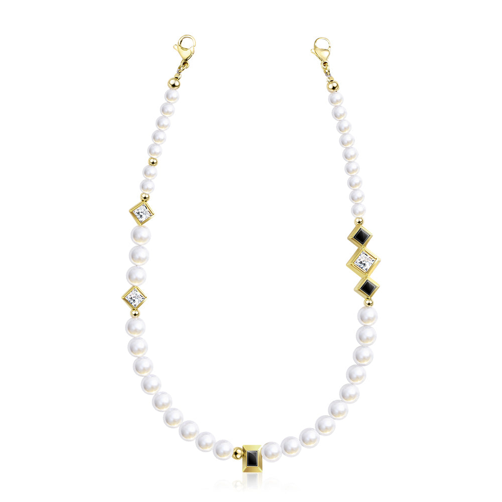 Pynana Free Diamond Series Pearl Stone Phone Lanyard Black-Gold