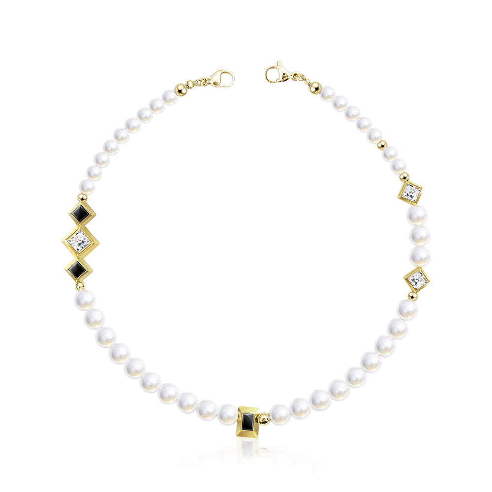 Pynana Free Diamond Series Pearl Stone Phone Lanyard Black-Gold