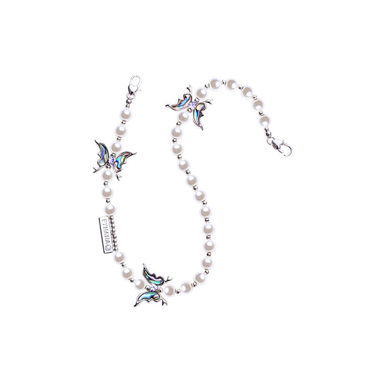 Pynana Gauzy Dream Series Multifunctional Pearl Stone Phone Lanyard White
