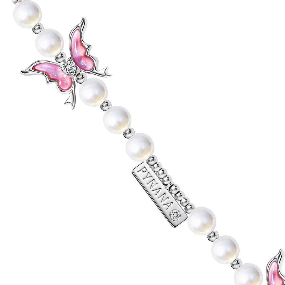 Pynana Gauzy Dream Series Multifunctional Pearl Stone Phone Lanyard Pink