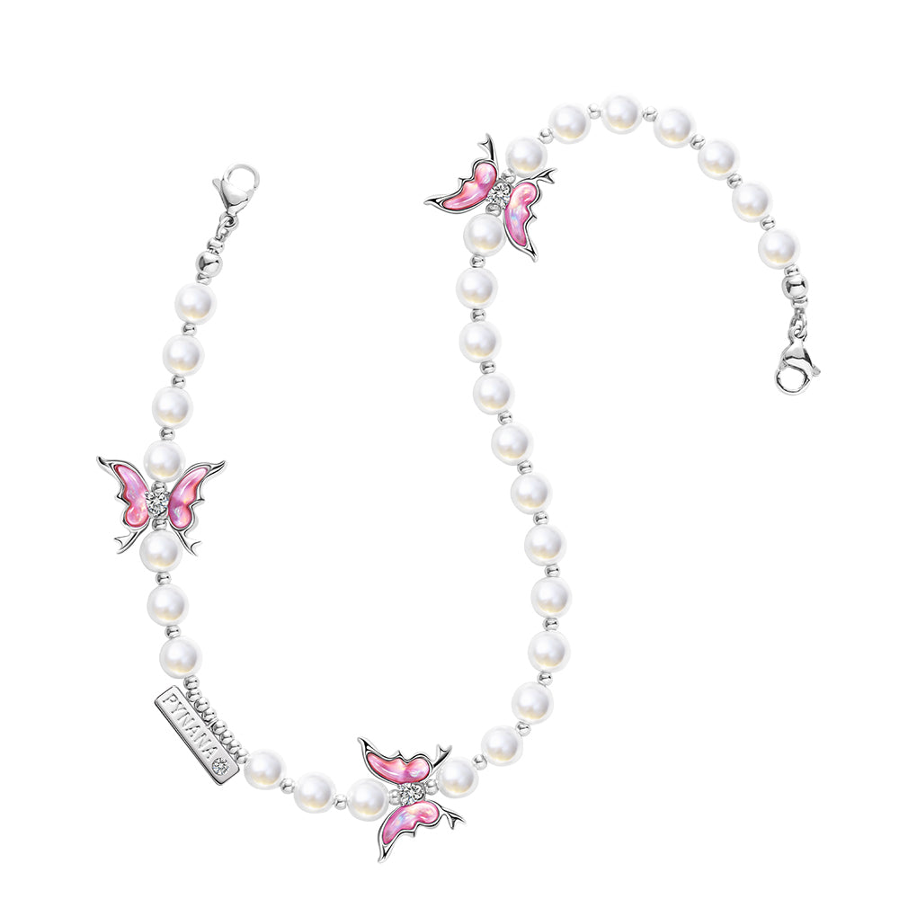 Pynana Gauzy Dream Series Multifunctional Pearl Stone Phone Lanyard Pink