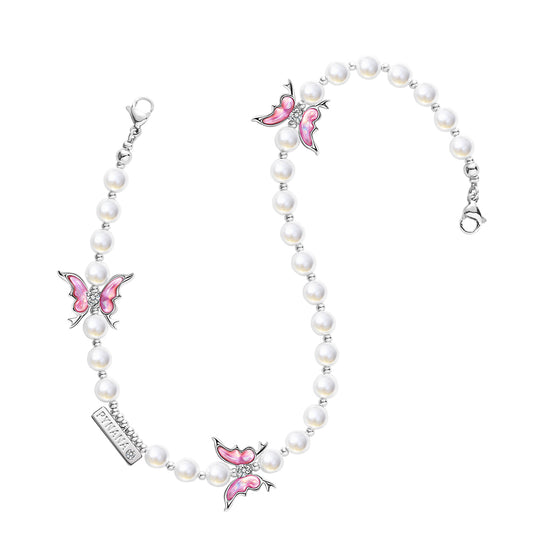 Pynana Gauzy Dream Series Multifunctional Pearl Stone Phone Lanyard Pink