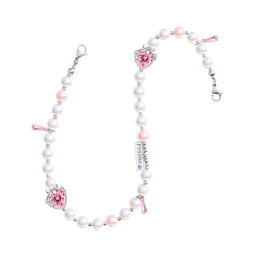 Pynana Sweet Berry Series Pearl Stone Phone Lanyard Pink-White