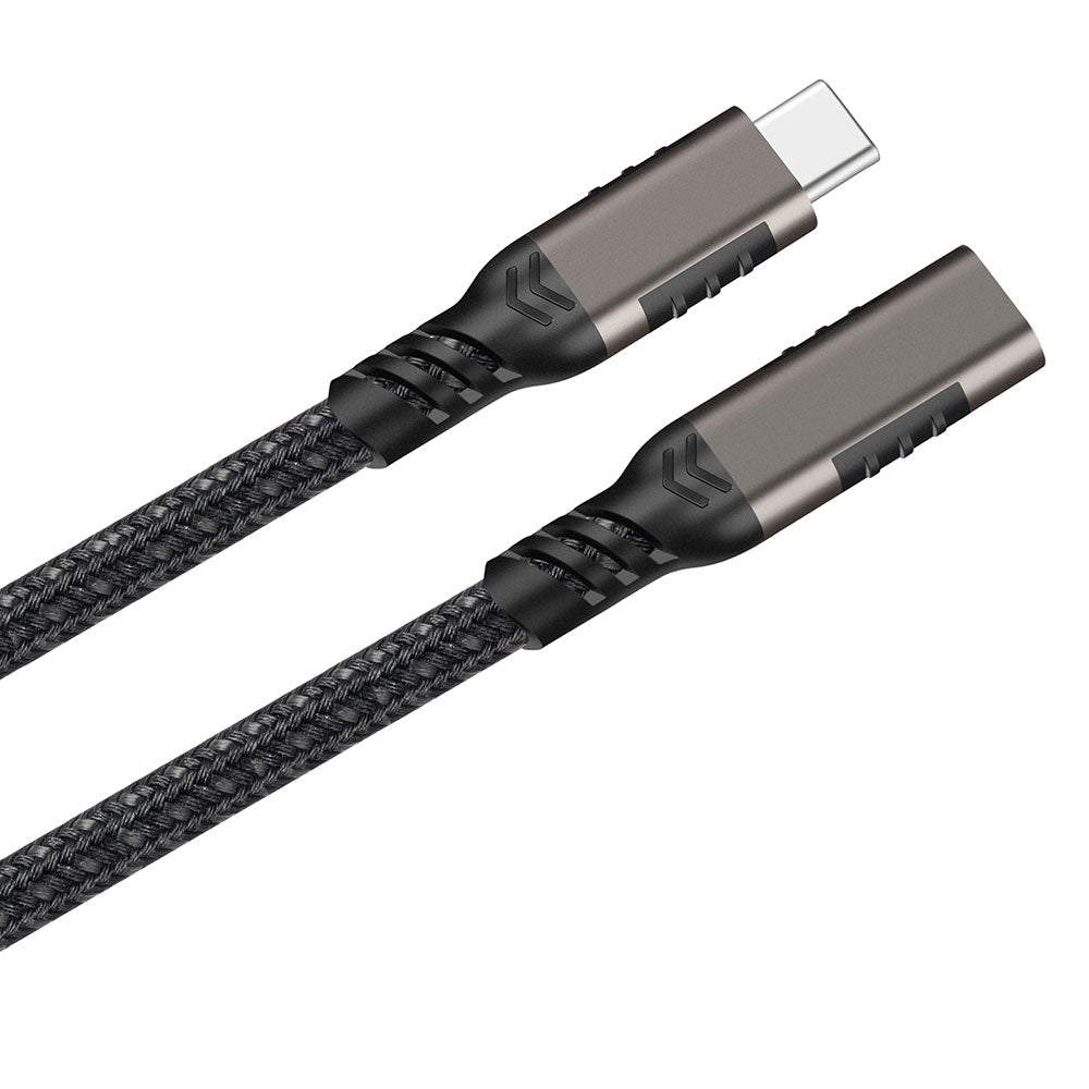 Qgeem Extension USB3.2 Type-C PD Uzatma Kablosu 100W 20Gbps 4K@60Hz 1 Metre Siyah