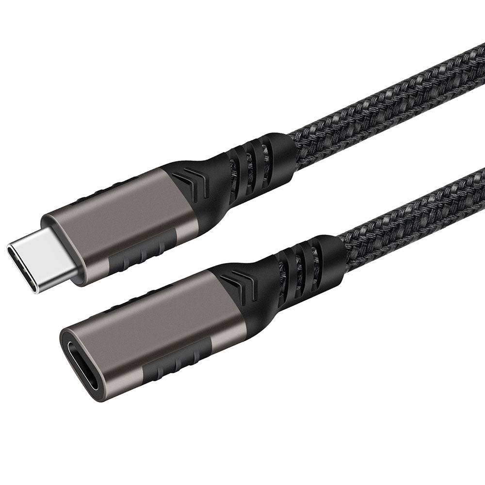 Qgeem Extension USB3.2 Type-C PD Uzatma Kablosu 100W 20Gbps 4K@60Hz 3 Metre Siyah