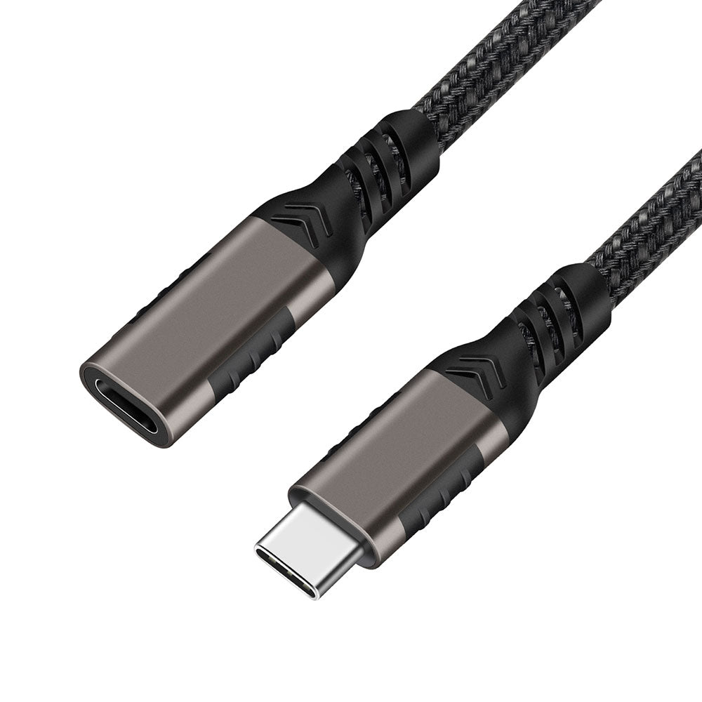 Qgeem Extension USB3.2 Type-C PD Uzatma Kablosu 100W 20Gbps 4K@60Hz 3 Metre Siyah