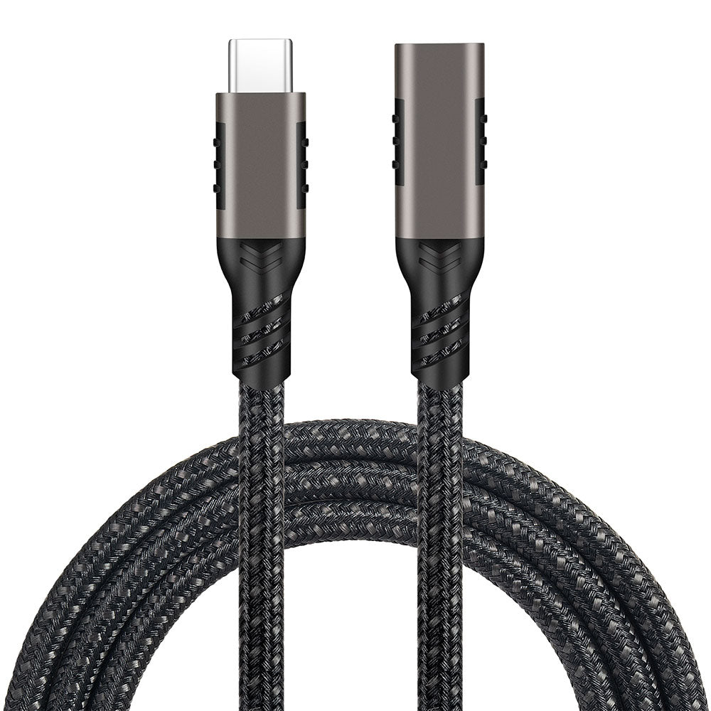 Qgeem Extension USB3.2 Type-C PD Uzatma Kablosu 100W 20Gbps 4K@60Hz 3 Metre Siyah