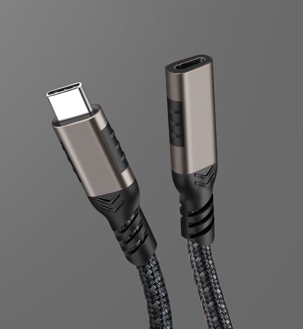 Qgeem Extension USB3.2 Type-C PD Uzatma Kablosu 100W 20Gbps 4K@60Hz 3 Metre Siyah