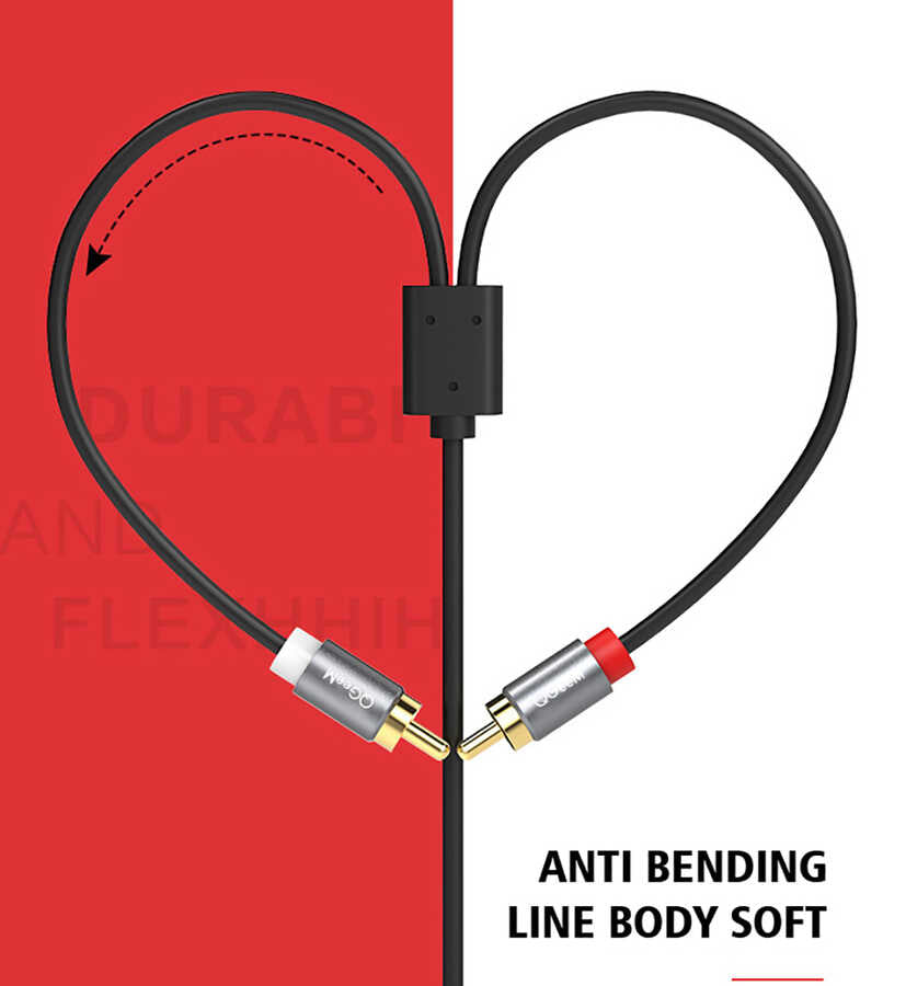 Qgeem QG-AU09 3.5mm To RCA Aux Audio Kablo 1.5M Siyah