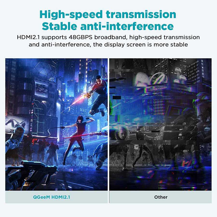 Qgeem QG-AV17 Görüntü ve Ses Aktarıcı HDMI Kablo 2.1 Versiyon 8K HD Kalite 48Gbps 0.91 metre Siyah