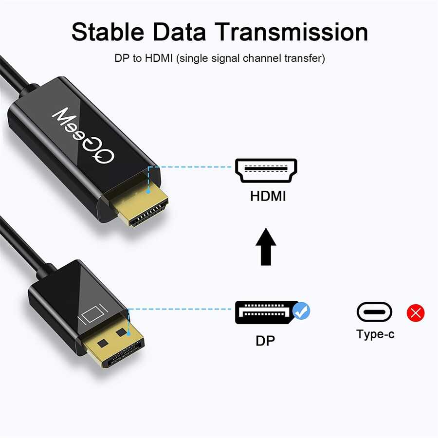 Qgeem QG-HD22 Display Port To HDMI Kablo Siyah