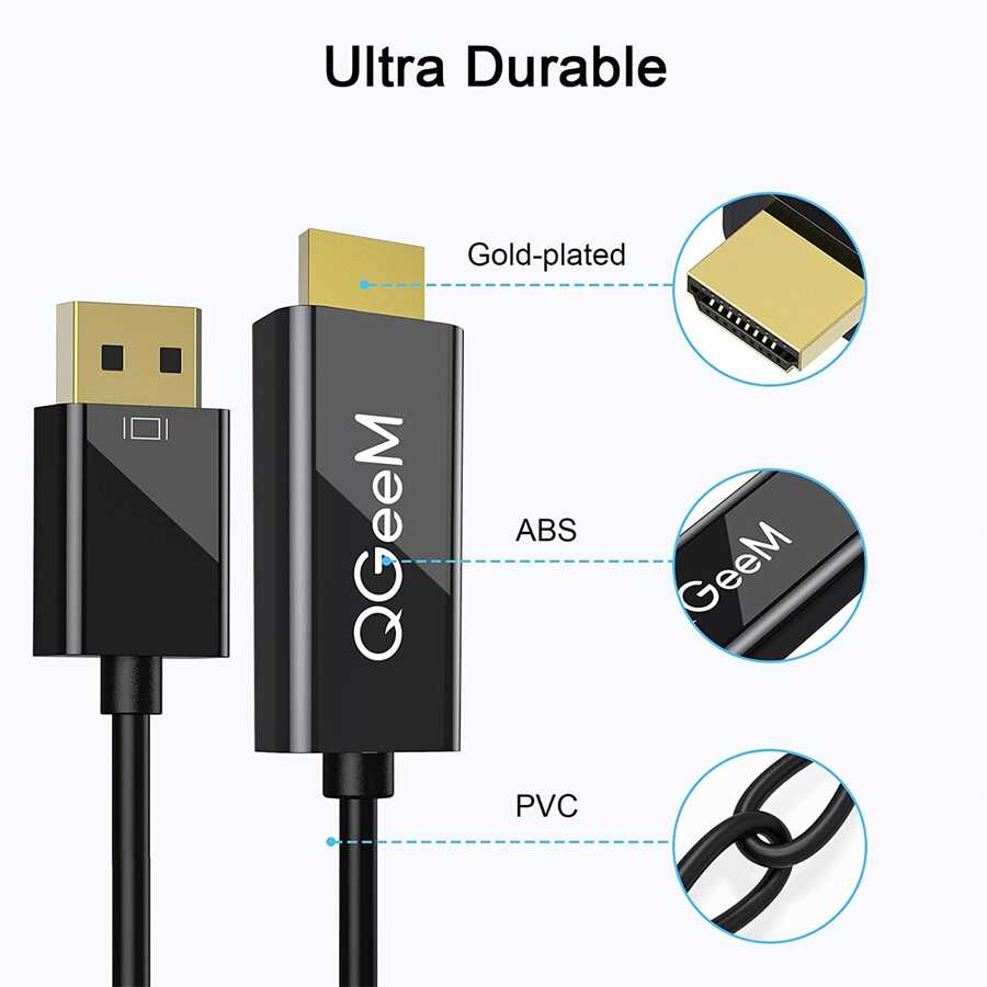 Qgeem QG-HD22 Display Port To HDMI Kablo Siyah