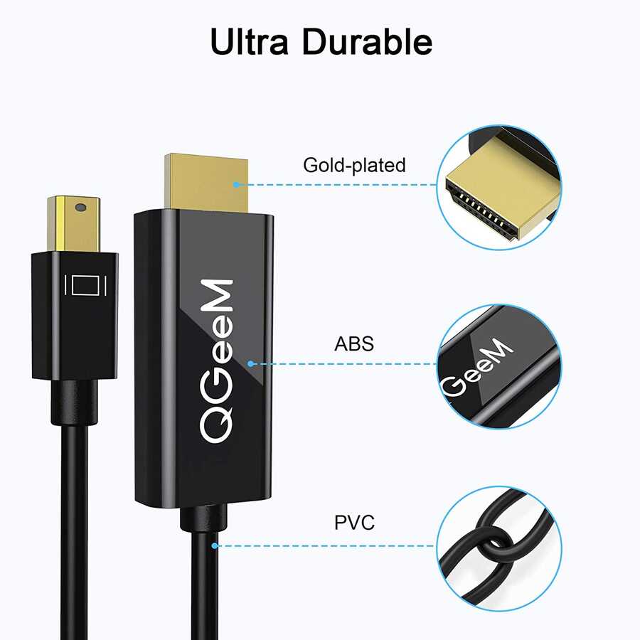 Qgeem QG-HD23 Mini Display Port To HDMI Kablo Siyah