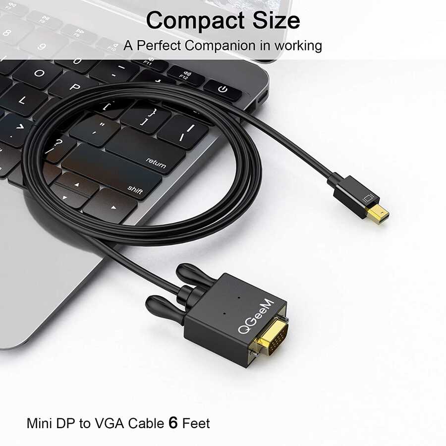 Qgeem QG-HD29 VGA To Mini Display Port Kablo Siyah