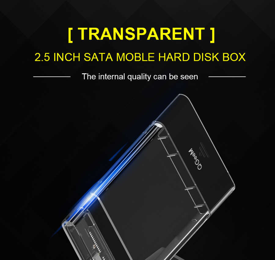 Qgeem QG-ST05 2.5 inç Sata Harddisk Veri Aktarım Kutusu Siyah