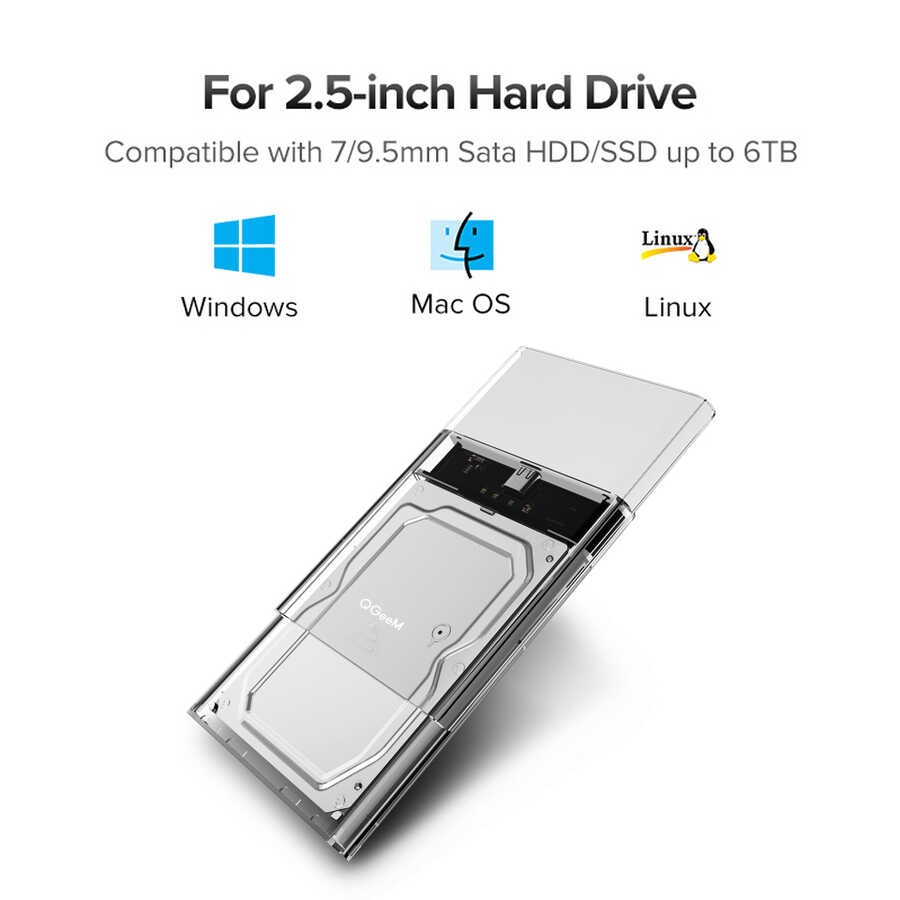 Qgeem QG-ST05 2.5 inç Sata Harddisk Veri Aktarım Kutusu Siyah