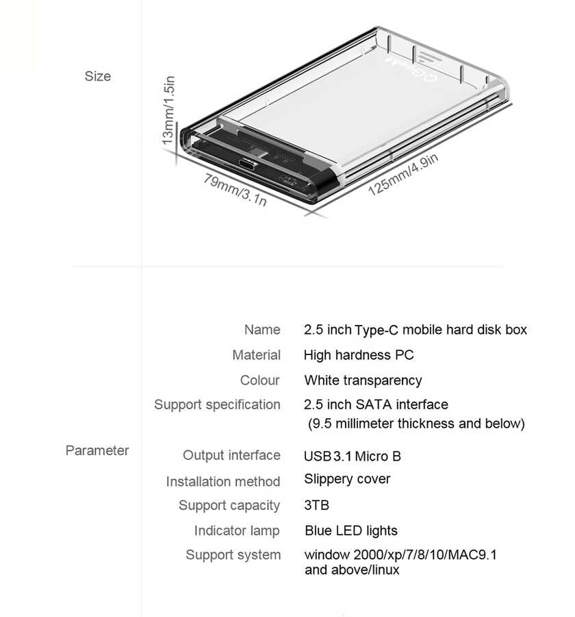 Qgeem QG-ST05 2.5 inç Sata Harddisk Veri Aktarım Kutusu Siyah