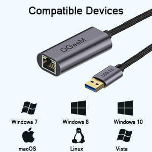 Qgeem QG-UA05 Usb To RJ45 Dönüştürücü Siyah