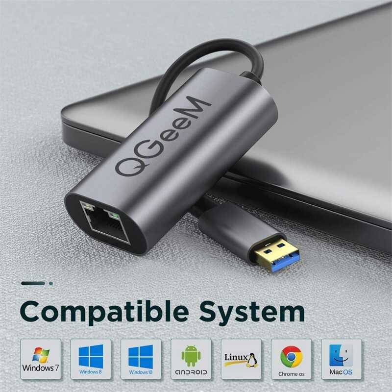 Qgeem QG-UA05 Usb To RJ45 Dönüştürücü Siyah