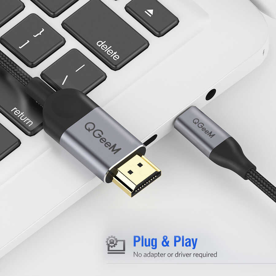 Qgeem QG-UA10 Type-C To HDMI Kablo Siyah