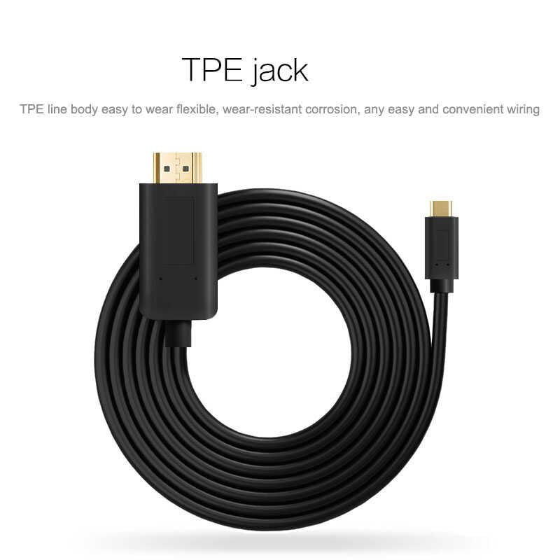 Qgeem QG-UA11 Type-C To HDMI Kablo 1.2M Siyah
