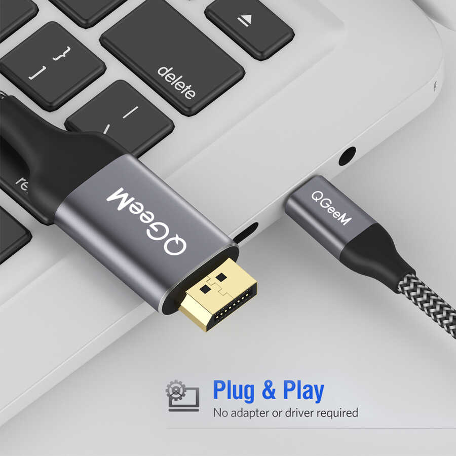 Qgeem QG-UA13 Type-C To Display Port Cable Black