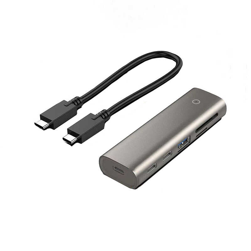 Qgeem QG-UH05 6 İn 1 Type-C Hub 22 Cm Gri